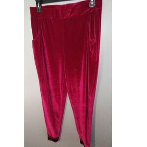 K Jordan Women's Size Medium Side Pocket Velvet Jogger Pants Red